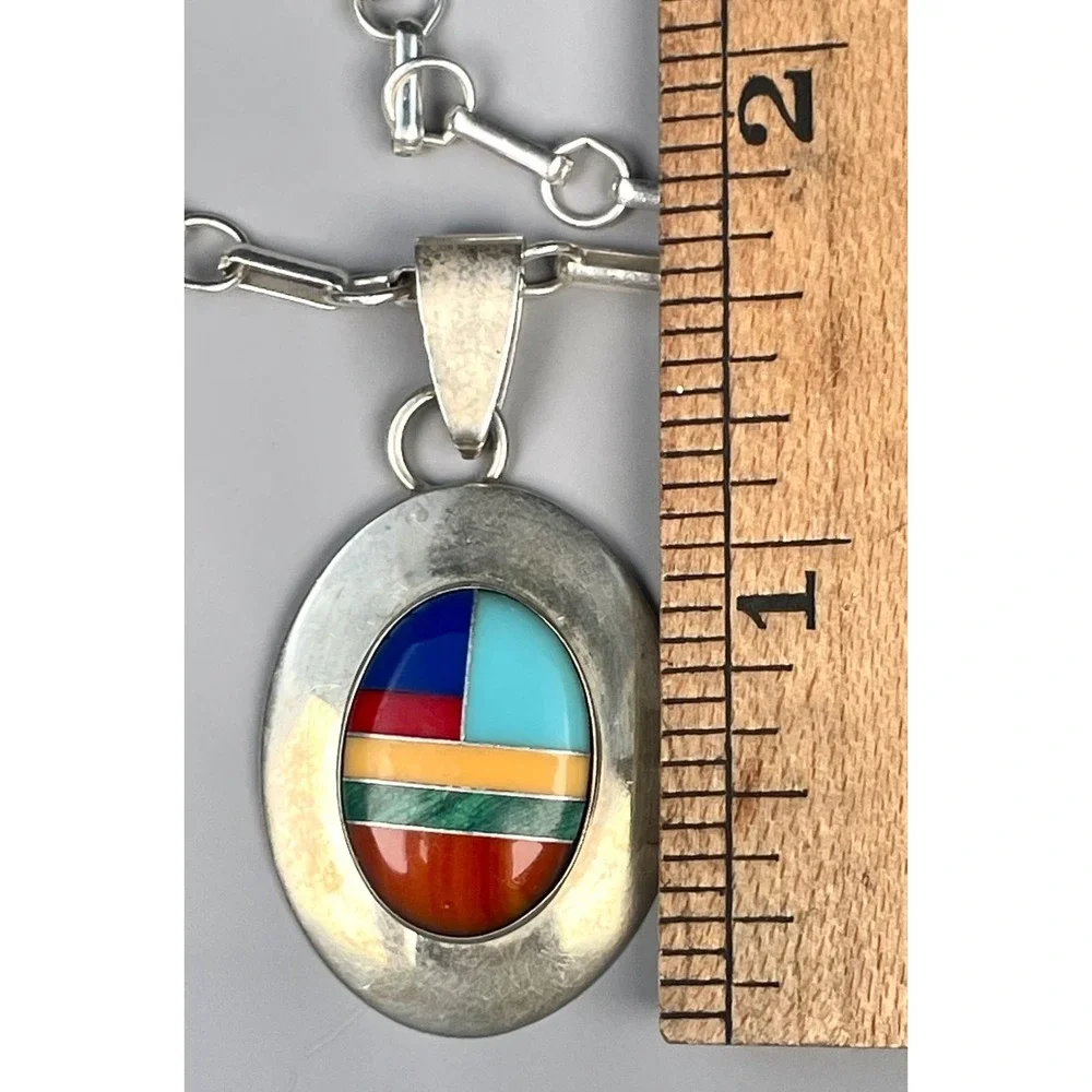 Ella Peter Sterling Multistone Inlay Pendant Earrings Set 24